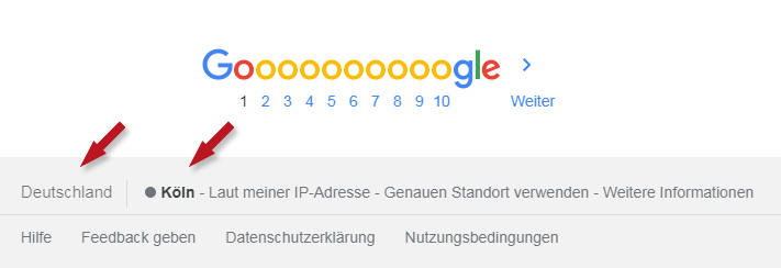 Google Region Köln / Deutschland